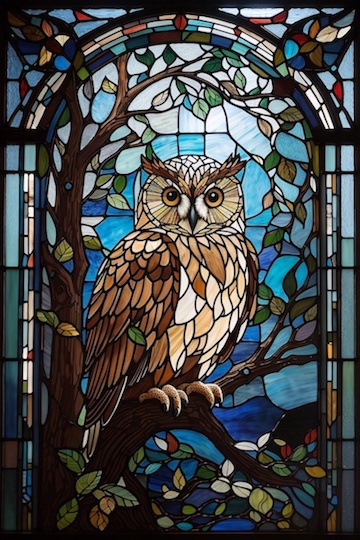 Stained Glass Window Owl